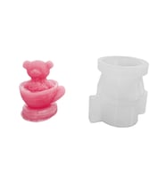 Tahtakale Toptancı Silikon 3D Fincan İçine Oturmuş Kalpli Ayıcık Mum Kalıbı