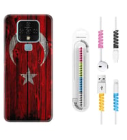 Tecno Camon 16 18P Pova 3 Pova Neo Kılıf Kablo Koruma Spiral Silikon Şanlı Türk Bayrağı 2 1317
