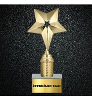 Kişiselleştirilebilir Yıldızlı Kupa (Siyah-Gold)