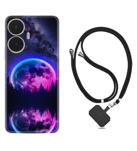Realme C55 Kılıf Silikon Boyun Askılı İpli Desenli Silikon Star Planet 1652