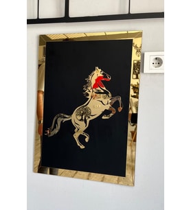 Pleksi mdf tablo Şahlanan At Numa Concept (Gold)