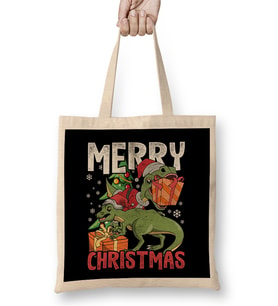 Santa Trex Merry Christmas Funny Xmas Bez Çanta Uzun Saplı