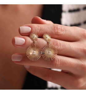 İtaly Tasarım Altın İğneli Küpe 14K