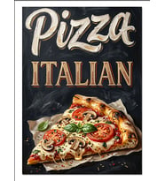 Pizza Italian Dilim Pizza Afiş Dekoratif Kanvas - Mdf Ahşap Tablo