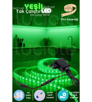 3 Metre NeoGlow LED Şerit Işık – 12V Tak Çalıştır 60 Çipli Yeşil Işık Bandı Fişli LED Seti