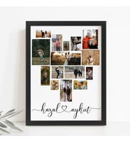 KİŞİYE ÖZEL TASARIM SEVGİLİYE HEDİYE KALPLİ KOLAJ SİYAH FOTOĞRAF ÇERÇEVESİ 21X30