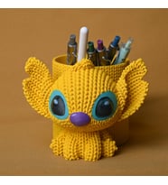3D Baskı Knitted Kalemlik - Sevimli Karakterli Masaüstü Kalem Organizeri-Sarı