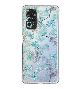 Xiaomi Redmi Note 11 Pro Köşe Korumalı Antishock Kapak Floral Su Yeşili Tasarımlı Şeffaf Kılıf