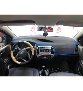 2008-2014 Modellerine Uygun Hyundai İ20 Torpido Koruma Halısı Kenar Renk Mavi