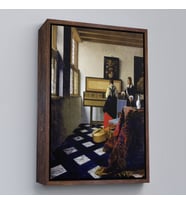 Çerçeveli Johannes Vermeer - Müzik Dersi Tablo - The Music Lesson (Siyah)