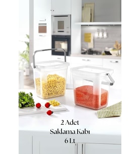 2’li Multibox Erzak Saklama Kabı & Saklama Kutusu 6 Lt Şeffaf