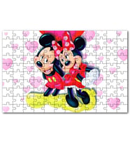 Cakapuzzle Mickey ve Minnie Mouse illüstrasyon Pembe Puzzle Yapboz MDF (Ahşap) (120 Parça)