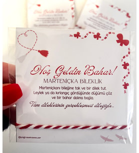 el yapımı 3 adet marteniçka bileklik seti- dilek bilekliği bahar bilekliği (Kırmızı)