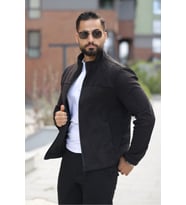 Basic Baharlık Süet Ceket - Sade ve Şık Stil (Siyah)
