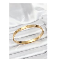 Mey İthalat® 316L Çelik Gold Renk Zirkon Taşlı 65 mm Kadın Kelepçe Bileklik