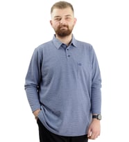 Mode XL Büyük Beden Erkek Sweatshirt Polo Yaka Uzun Kol WAFFLE 23449 İndigo