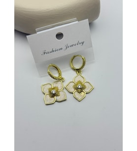 Vip Gold Taşlı Yonca Halka Sallantılı Küpe - 26vipkp10