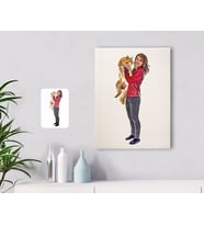 BK Gift Kişiye Özel Tam Boy Kız ve Kedi Karikatürlü Kanvas Tablo 30x50cm-1