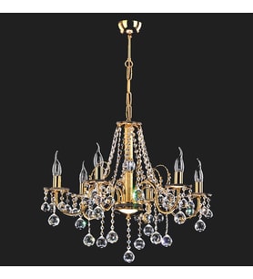Avize Çarşısı Panama 6 kollu Kristal Taşlı Gold Renkli Sarkıt Avize BS.0720-58-06