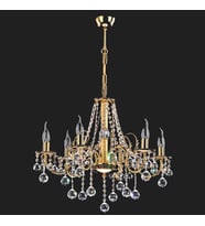 Avize Çarşısı Panama 6 kollu Kristal Taşlı Gold Renkli Sarkıt Avize BS.0720-58-06