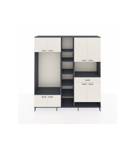 Hyperion Dolap 12 Raflı Tek Çekmeceli 8 Kapaklı 220x44x243 Antrasit-Aytaşı/Aytaşı