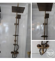 Sipahi Marble Antik Eskitme Kare Duş Seti