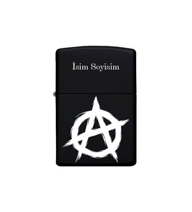 Anarchy Desenli Kişiye Özel İsimli Benzinli Siyah Metal Çakmak