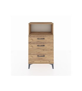 Arges Komodin Tek Raflı 3 Çekmeceli 60x30x106 Çam-Çam