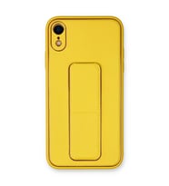 Apple İphone Xr Kılıf Coco Deri Standlı Kapak - Sarı