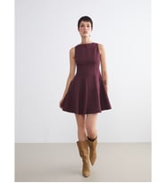 LCW Vision Bordo Bisiklet Yaka Peplum Mini Elbise