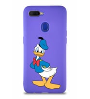 Oppo A12 Soft Premier Kapak Donald Duck-D Tasarımlı Silikon Kılıf - Mor (Şeffaf)