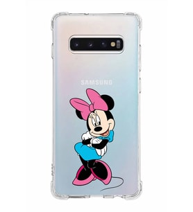 Samsung Galaxy S10 Plus  Köşe Korumalı Antişok Kapak Minnie Mouse Tasarımlı Şeffaf  Kılıf