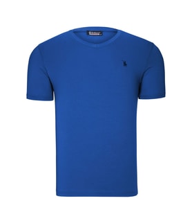 T8568 DEWBERRY V YAKA ERKEK T-SHIRT-AÇIK SAX (Karışık)