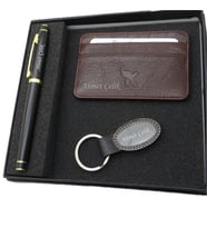Signator D382 İsme Özel Set - Deri Kartlık + Anahtarlık  + Kalem Seti  İsme Özel Hediyelik Set (Karışık)