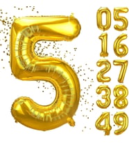 5 Yaş Doğum Günü Rakamlı Balon Yaş Günü Gold Renk Uçan Balon 102 cm Doğum Günü ve Parti Dekorasyonu Büyük Boy Folyo Balon 40 inç - 102 cm Doğum Günü Dekorasyonu Balon Yaş Sayı Helyum Balon 5 Rakamı
