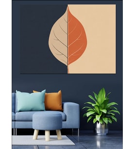 Minimalist Turuncu Yaprak Modern Tasarım Dekoratif Kanvas - Mdf Ahşap Tablo