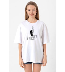 Jujutsu Kaisen Anime Gojo Satoru Beyaz Kadın Oversize Tshirt