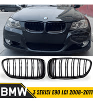 Bmw 3 Serisi E90 LCI 2008-2011 Uyumlu Ön Panjur Böbrek M3 Görünüm Izgara İki Çizgi İthal Piano Black