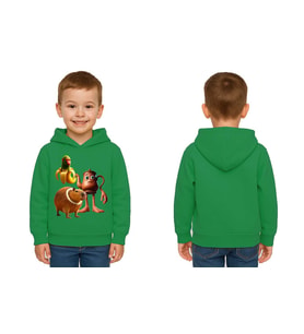 Unisex Brainrot Baskılı Çocuk Swaetshirt Kapüşonlu 3 İplik Şardonlu (Yeşil)