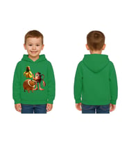 Unisex Brainrot Baskılı Çocuk Swaetshirt Kapüşonlu 3 İplik Şardonlu (Yeşil)