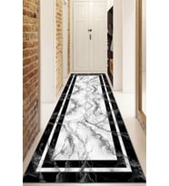 Dijital Baskılı Kaymaz Taban Yıkanabilir Modern Yolluk Ve Koridor Halısı NDU-SD-501 (Siyah)