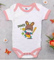 BK Kids Kişiye Özel Pembe Bebek Body Zıbın - Model 125