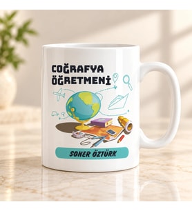 Coğrafya Öğretmenine Özel İsimli Kupa Bardak – Öğretmenler Günü Hediyesi