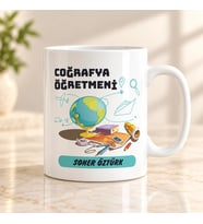Coğrafya Öğretmenine Özel İsimli Kupa Bardak – Öğretmenler Günü Hediyesi