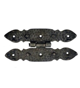 Antika Tarz Dekoratif Pirinç Düğmeli Menteşe - 142x69 Mm, Oksit