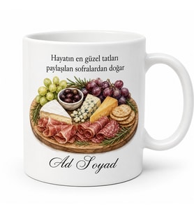 Charcuterie Board Temalı Baskılı Kupa Bardak Gurme Hediye Porselen Mug