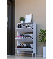 Eliusta Duru 72 cm Genişlikte Beyaz Renk Ayaklı Ayakkabılık Antre/Kapı Önü 72x127x26 cm Ayakkabılık