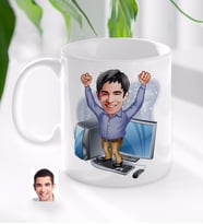 BK Gift Kişiye Özel Erkek Bilişim Teknolojileri Öğretmeni Karikatürlü Beyaz Kupa Bardak-1