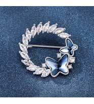 Monemel Swarovski Taşlı Kelebek Yaka İğnesi- Broş (Altın Kaplama) Sevgililer Günü Hediyesi, Yeni Yıl Hediyesi - Yılbaşı Hediyesi