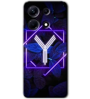 İnfinix Note 30 Pro Kılıf HD Desen Baskılı Kılıf - Dark Neon Yaprak Y Harfi